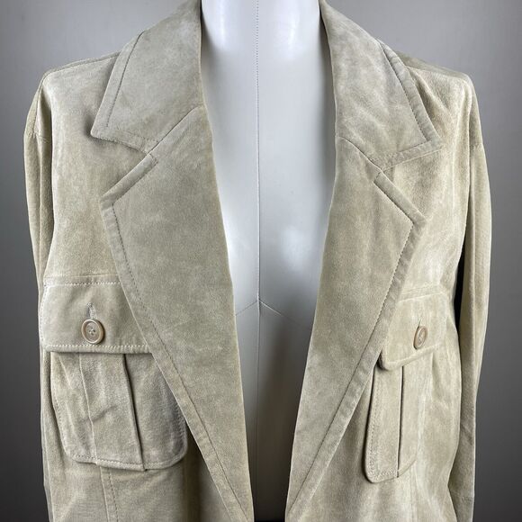 New Karen Kane NWT 3X Khaki Suede Leather Jacket Retro Boho Oversized - Picture 2 of 9
